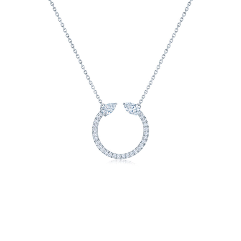 Kwiat 18K White Gold Duet Diamond Small Circle Pendant Necklace