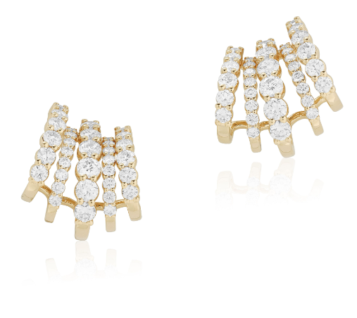 Kwiat 18K Yellow Gold Lyric Diamond Five Row Huggie Earrings
