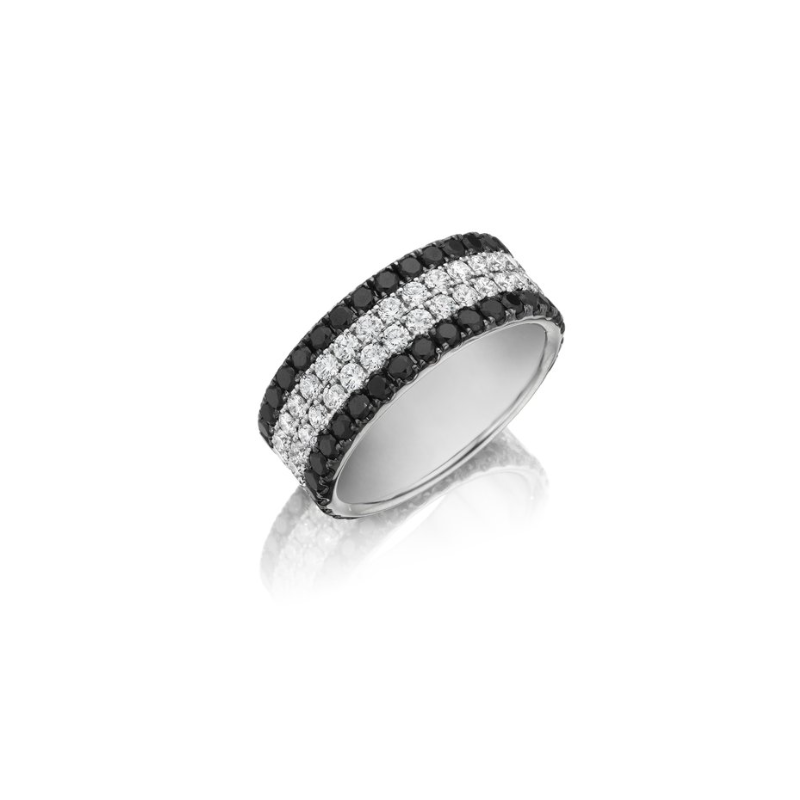 Henri Daussi 14K White Gold Black and White Diamond Eternity Band - MB5Z