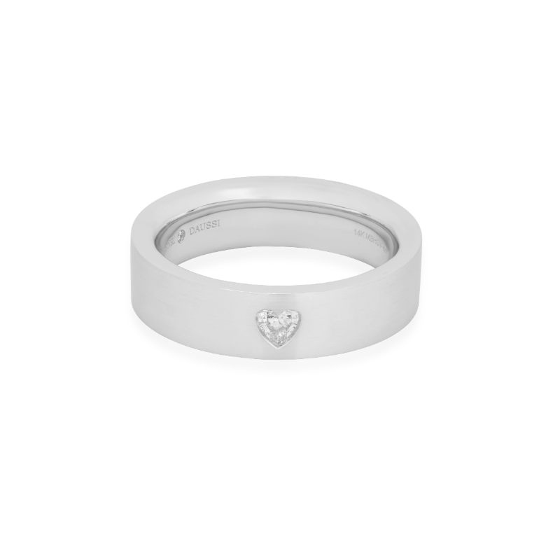 Henri Daussi 14K White Gold Heart Diamond Band - MBHS1-1Z-7