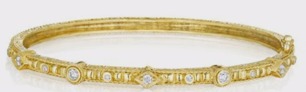 Penny Preville 18K Yellow Gold Engraved Bracelet With Round Diamonds