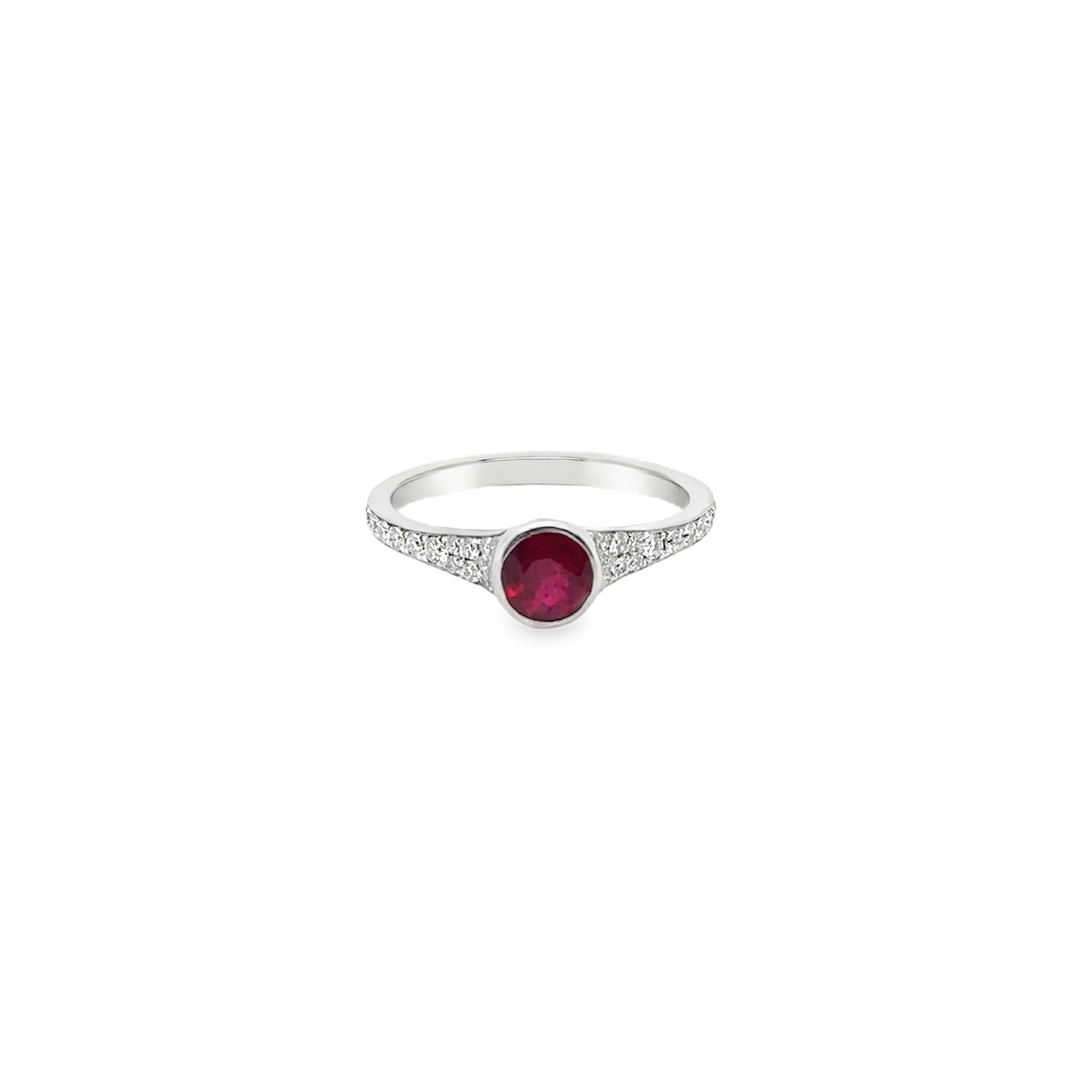 18K White Gold Ruby and Diamond Ring