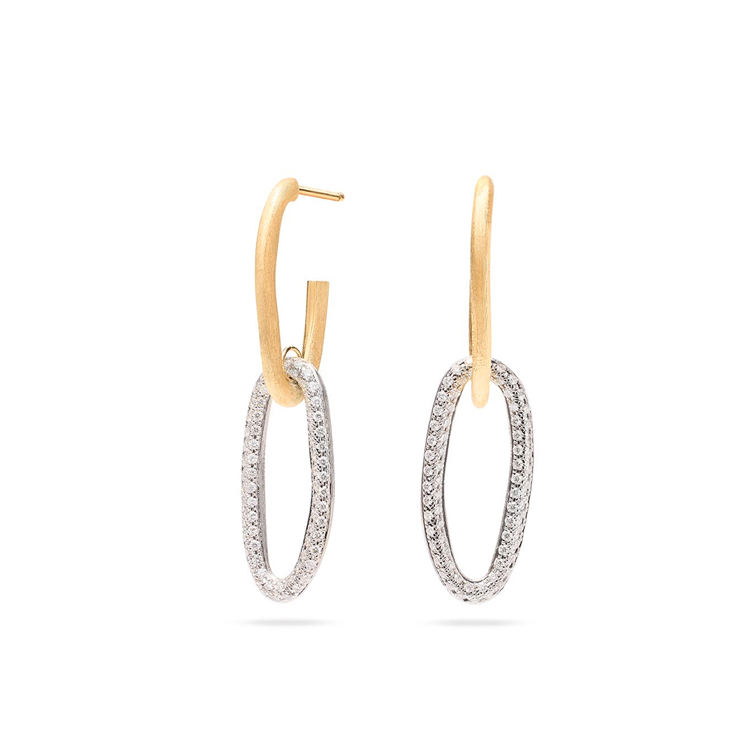 Marco Bicego 18K Yellow and White Gold Diamond Oval Link Earrings itemprop=