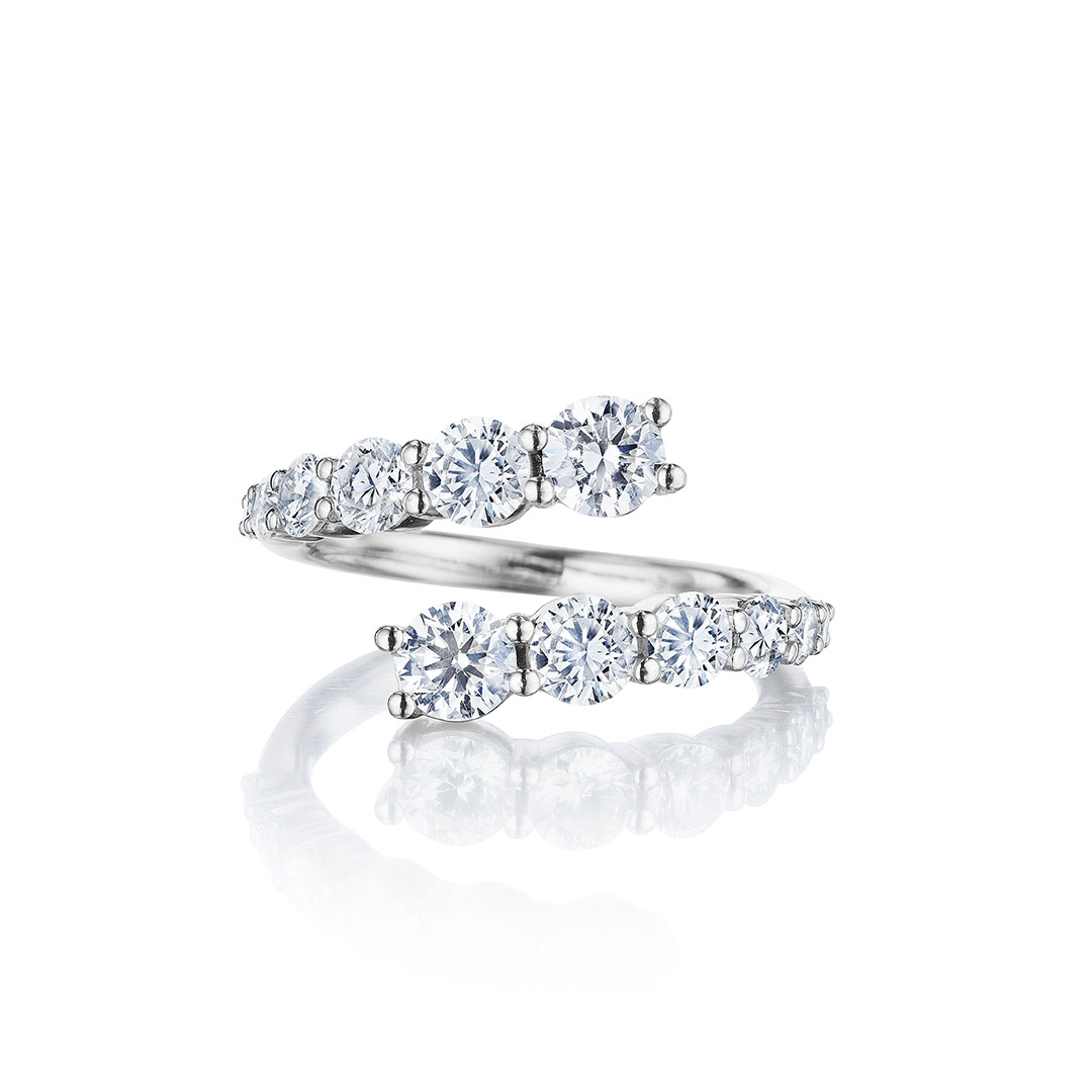 Penny Preville 18K White Gold Embrace Diamond Bypass Ring