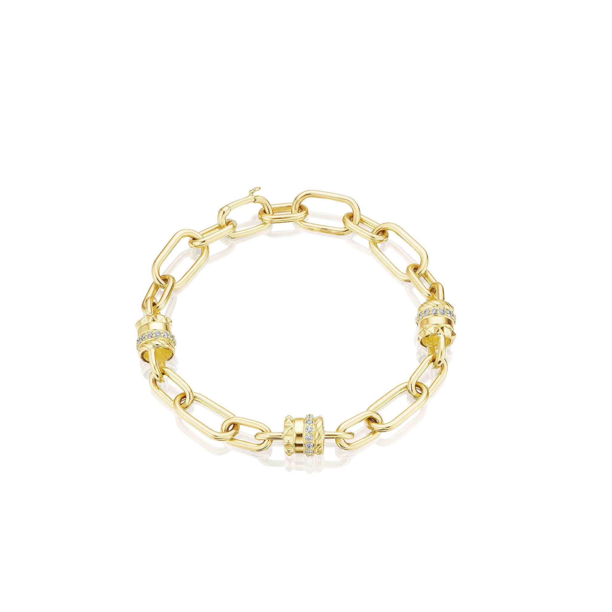 Penny Preville 18K Yellow Gold Charm Station Link Bracelet - B7987G-DIA