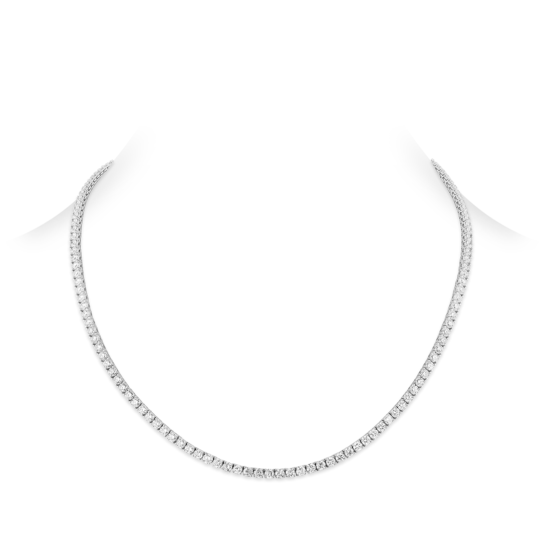 18K White Gold Diamond Riviera Necklace - 3EON4-1708W