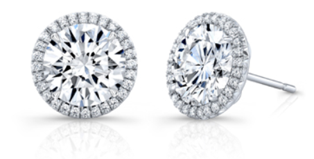 18K White Gold Diamond Halo Earrings