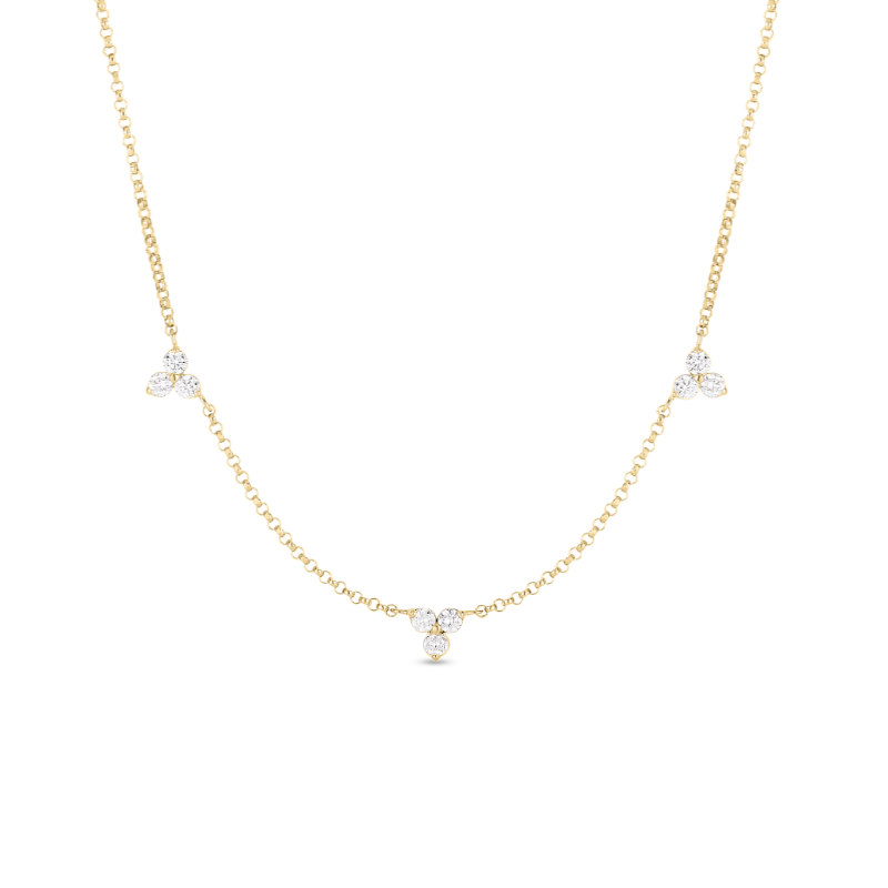 Roberto Coin 18K Yellow Gold Diamonds by the Inch Flower Station Necklace