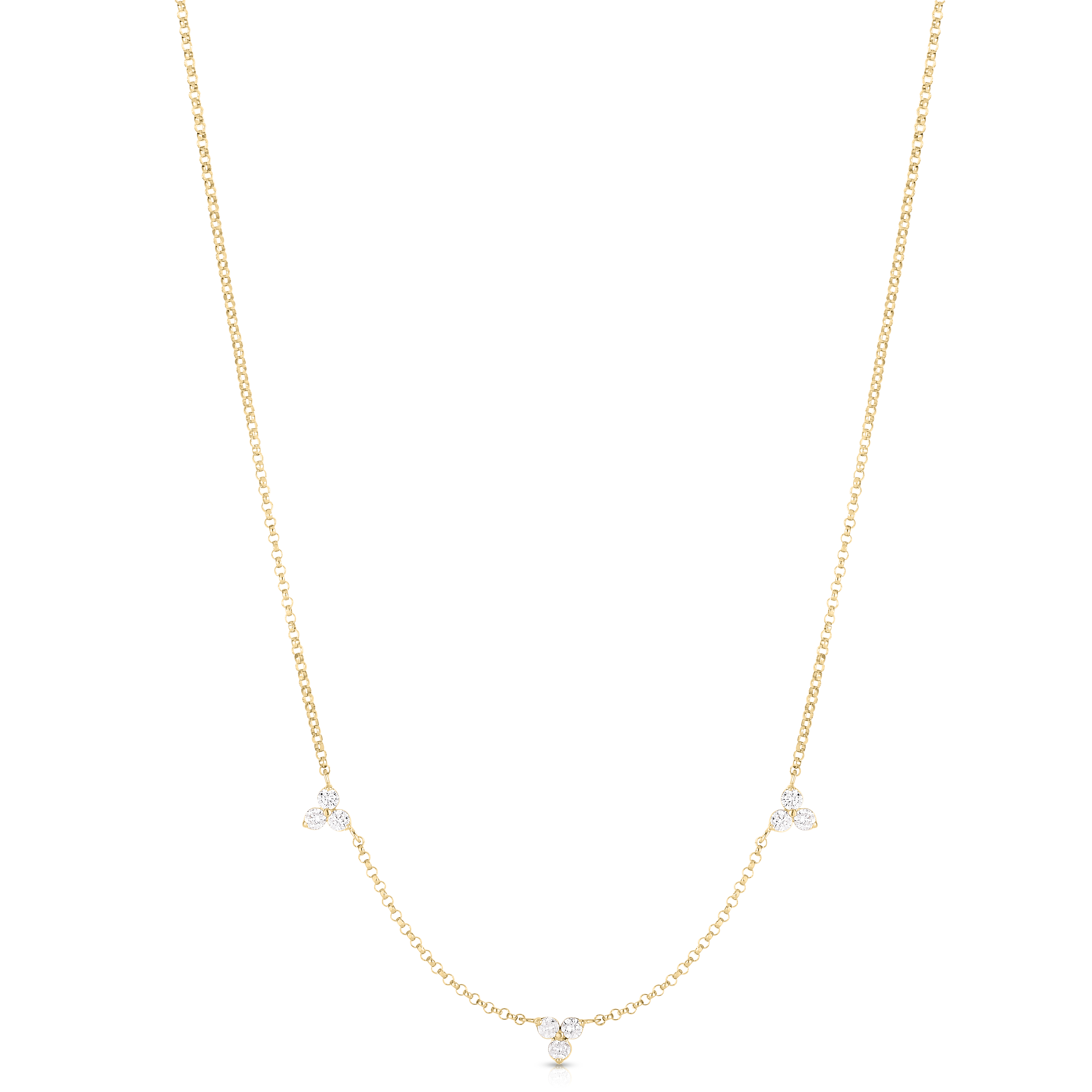 Roberto Coin 18K Yellow Gold Diamonds by the Inch Flower Station Necklace