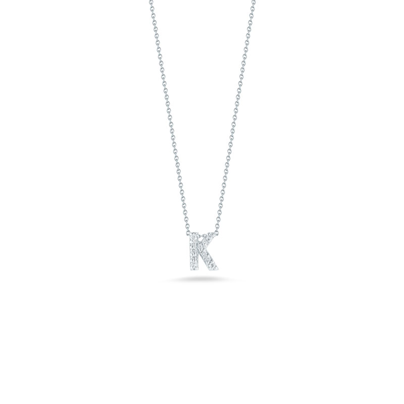 Roberto Coin 18K White Gold Tiny Treasures Diamond Love Letter K Pendant Necklace