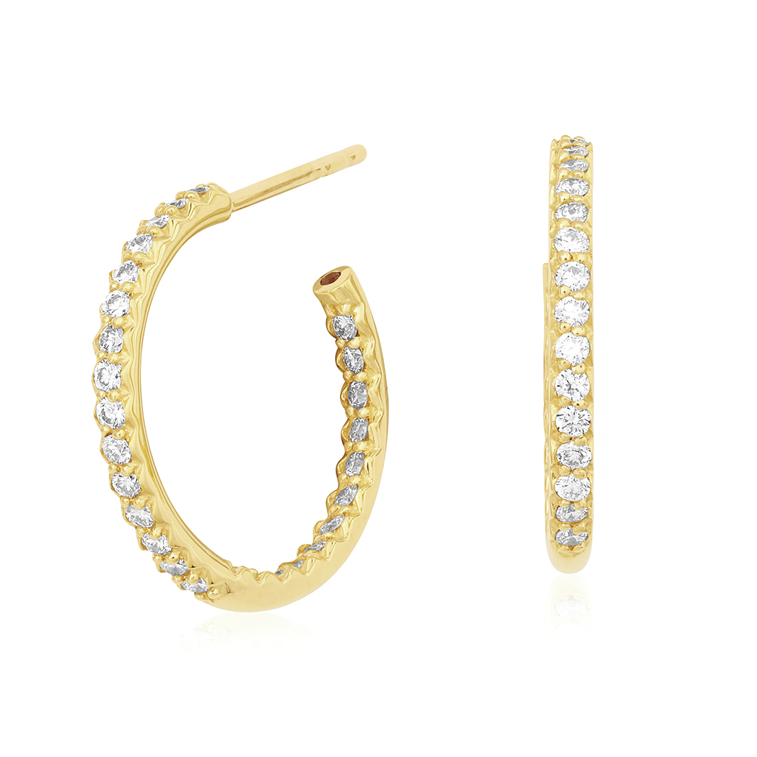 Roberto Coin 18K Yellow Gold 18mm Inside Out Diamond Hoop Earrings