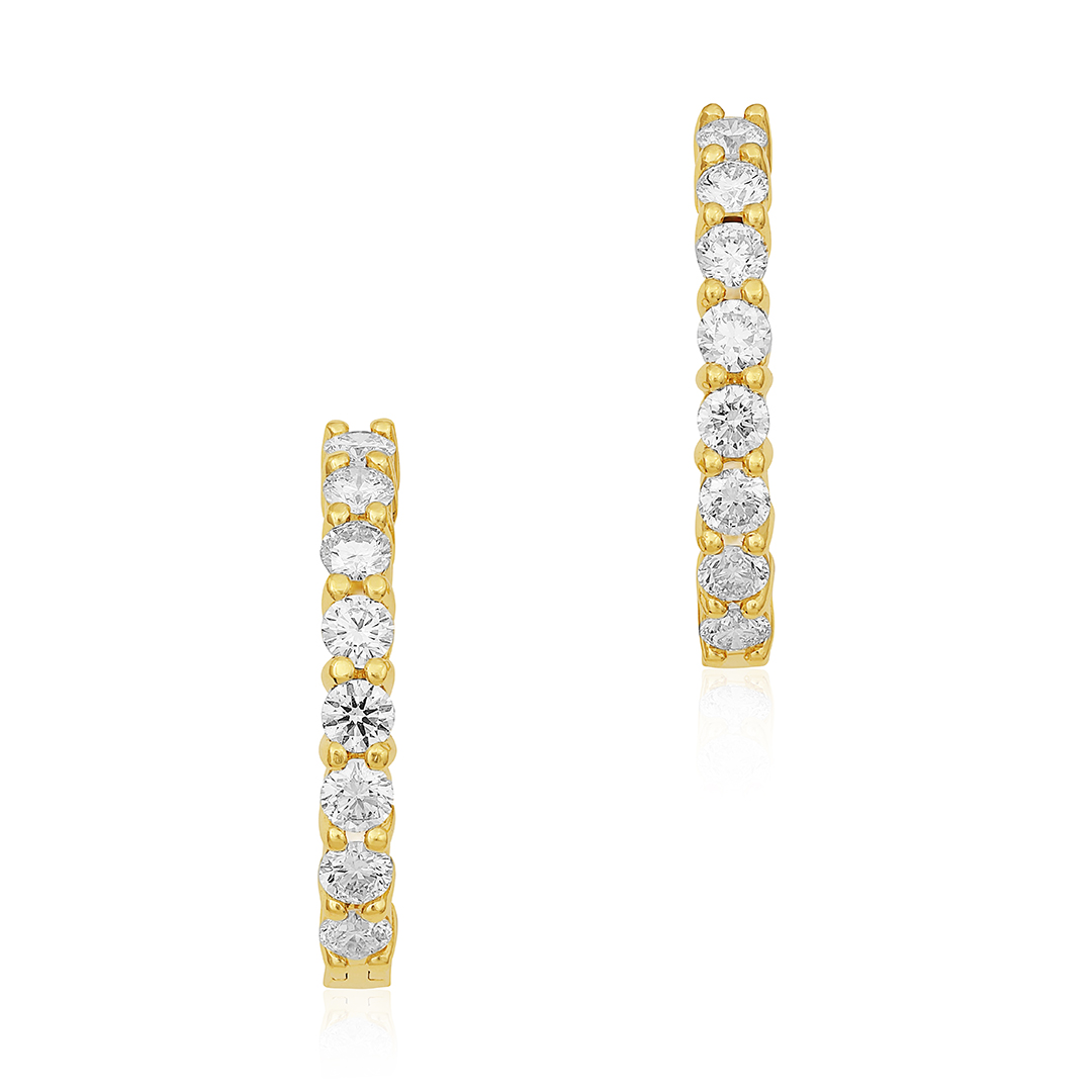 Roberto Coin 18K Yellow Gold 22mm Inside Out Diamond Hoop Earrings