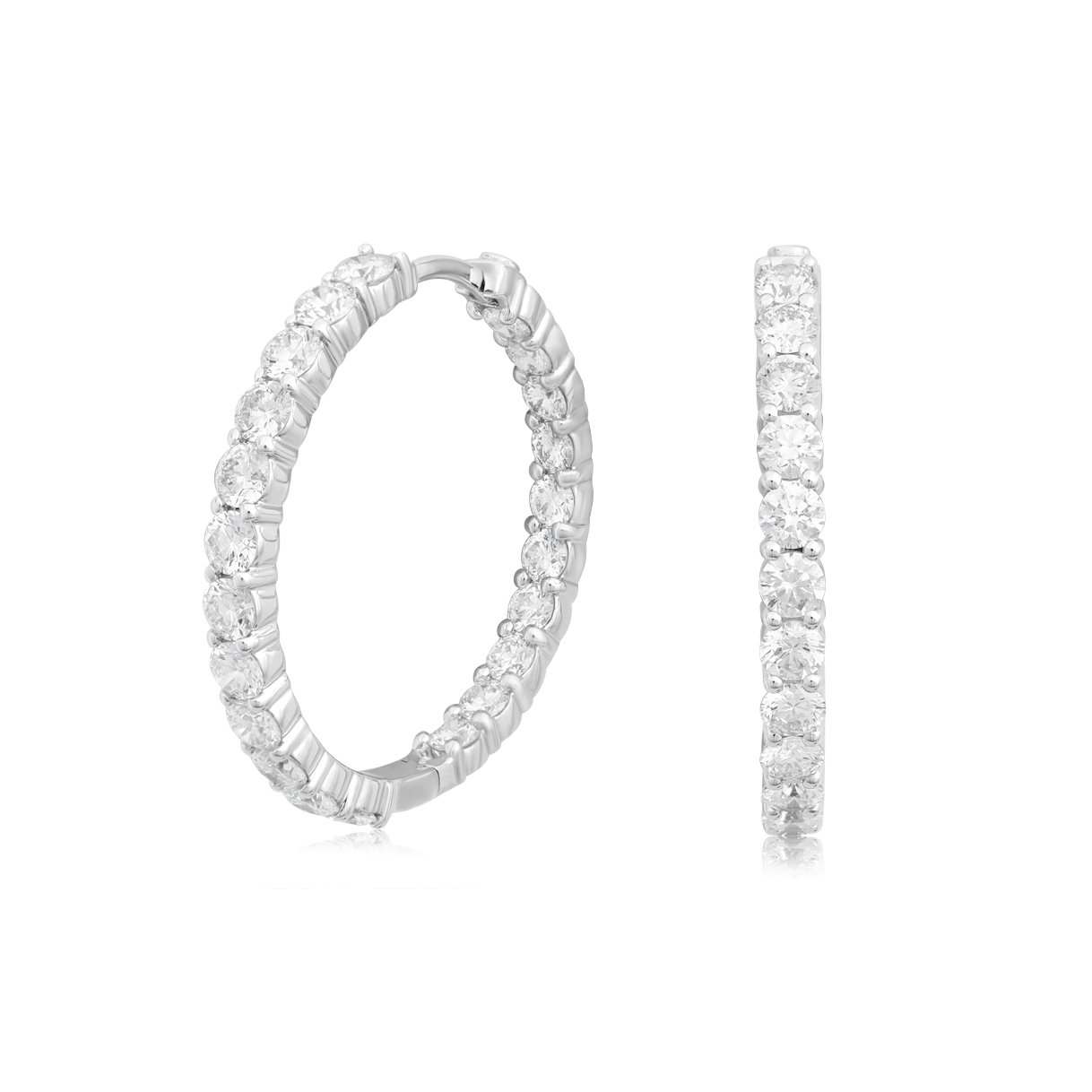 Roberto Coin 18K White Gold Inside Out Diamond Hoop Earrings