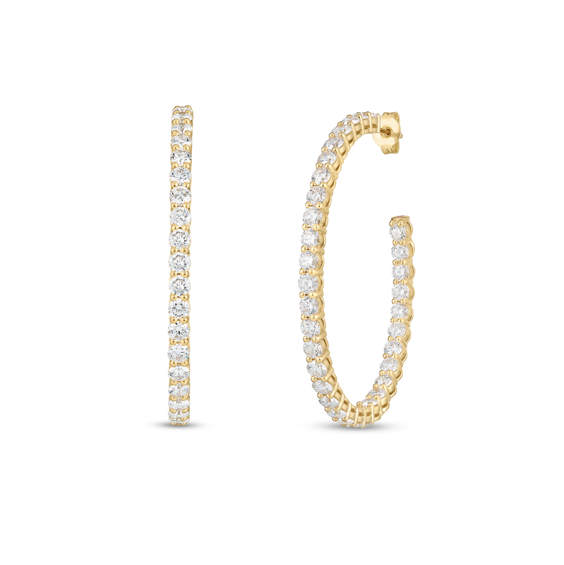 Roberto Coin 18K Yellow Gold Large Inside Out Diamond Hoop Earrings