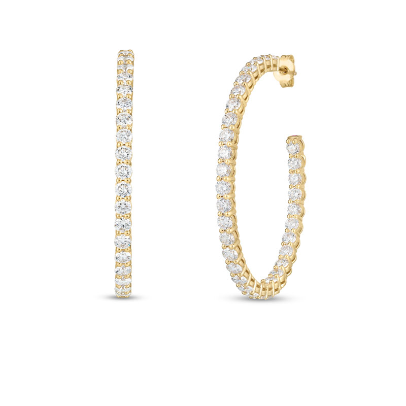 Roberto Coin 18K Yellow Gold Diamond Hoop Earrings