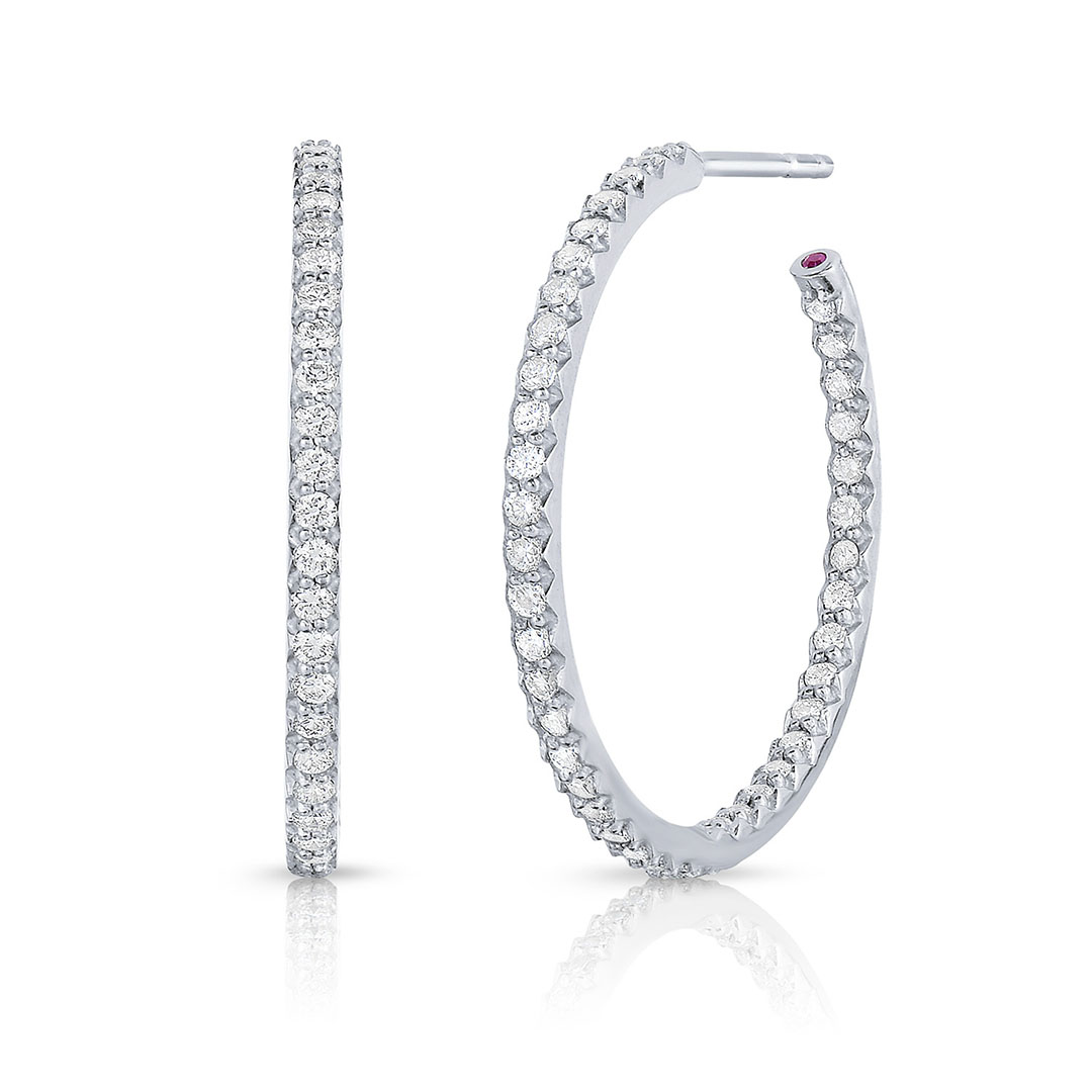 Roberto Coin 18K White Gold Inside Out Hoop Earrings