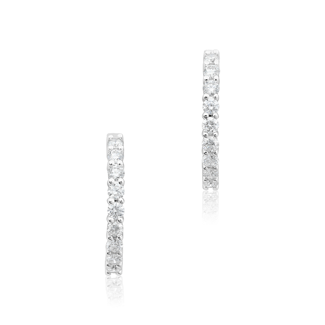 Roberto Coin 18K White Gold Diamond Inside Out Hoop Earrings