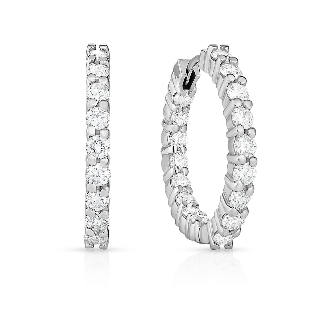 Roberto Coin 18K White Gold Diamond Hoop Earrings