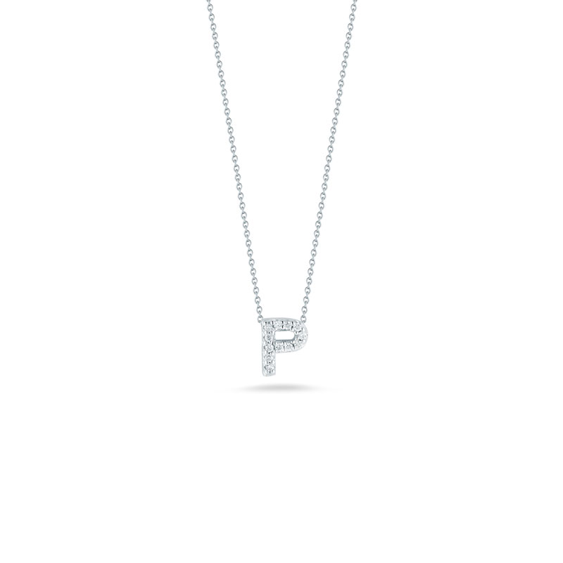 Roberto Coin 18K White Gold Tiny Treasures Diamond Love Letter "P" Necklace