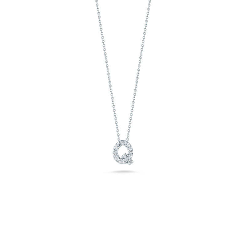 Roberto Coin 18K White Gold Tiny Treasures Diamond Love Letter "Q" Necklace
