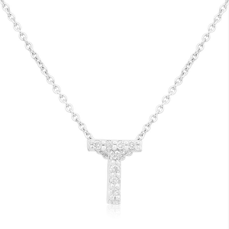 Roberto Coin 18K White Gold Tiny Treasures Love Letter "T" Pendant Necklace