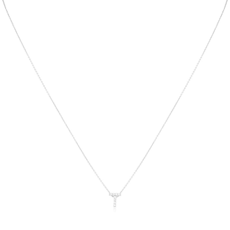 Roberto Coin 18K White Gold Tiny Treasures Love Letter T Pendant Necklace