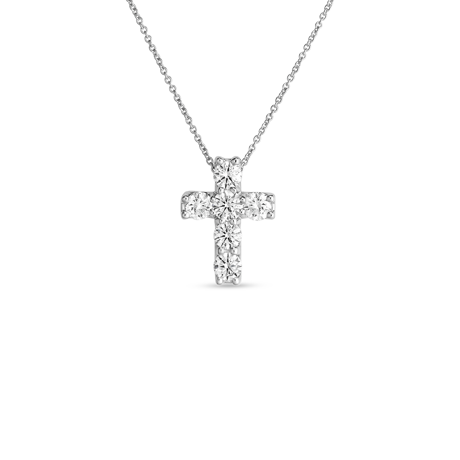 Roberto Coin 18K White Gold Diamond Baby Cross Necklace