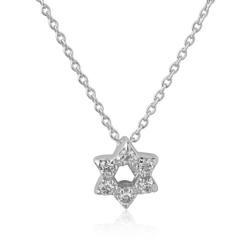 Roberto Coin 18K White Gold Diamond Star of David Necklace