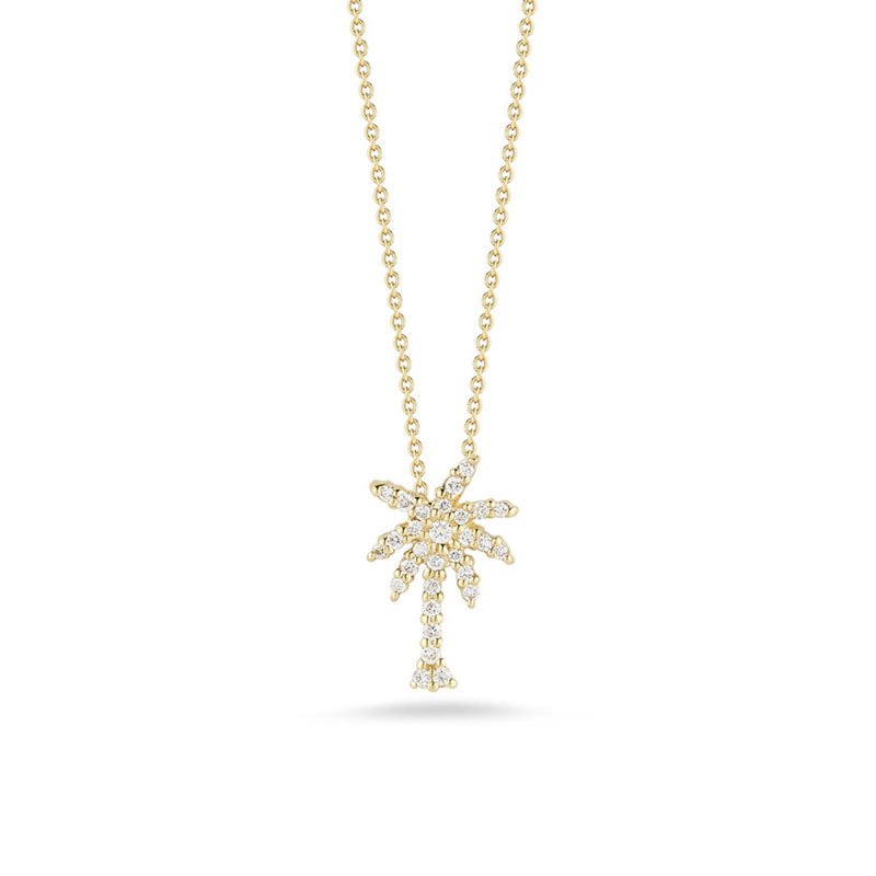Roberto Coin 18K Yellow Gold Tiny Treasures Diamond Palm Tree Necklace