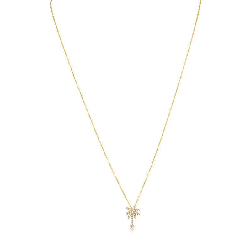 Roberto Coin 18K Yellow Gold Tiny Treasures Diamond Palm Tree Necklace