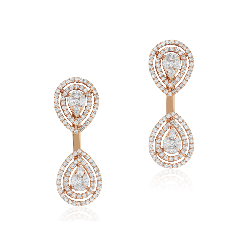 18K Rose Gold Diamond Removable Drop Earrings