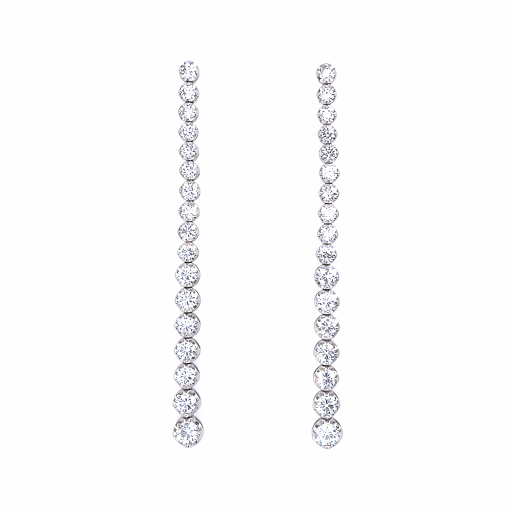 14K White Gold Diamond Drop Stud Earrings