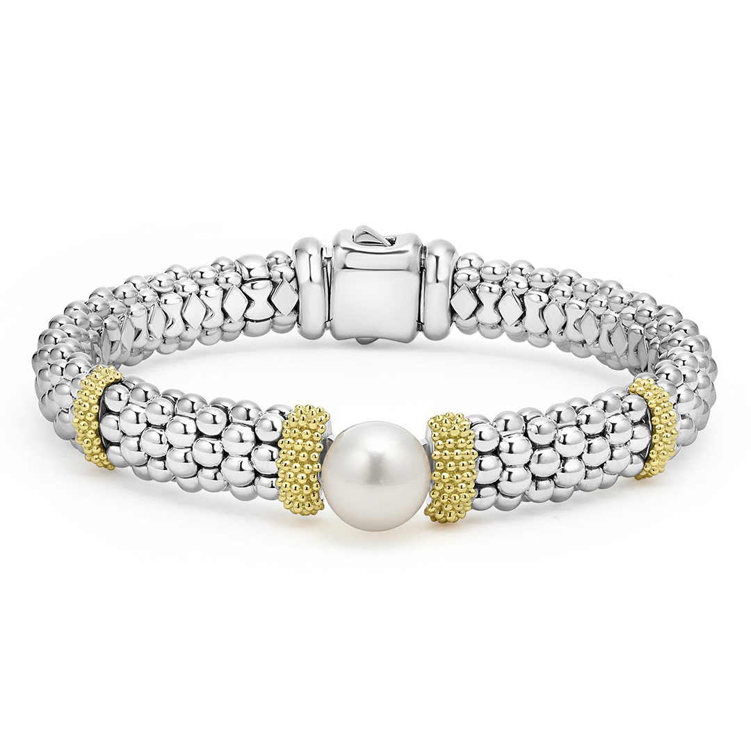 LAGOS Sterling Silver and 18K Yellow Gold Luna Culture Freshwater Pearl Bracelet