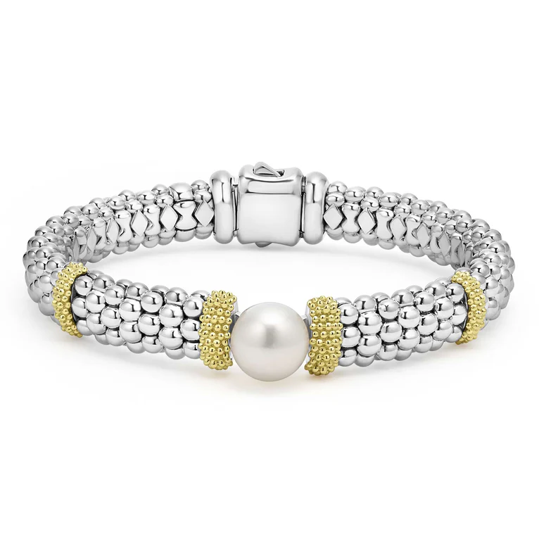 LAGOS Sterling Silver and 18K Yellow Gold Luna Culture Freshwater Pearl Bracelet