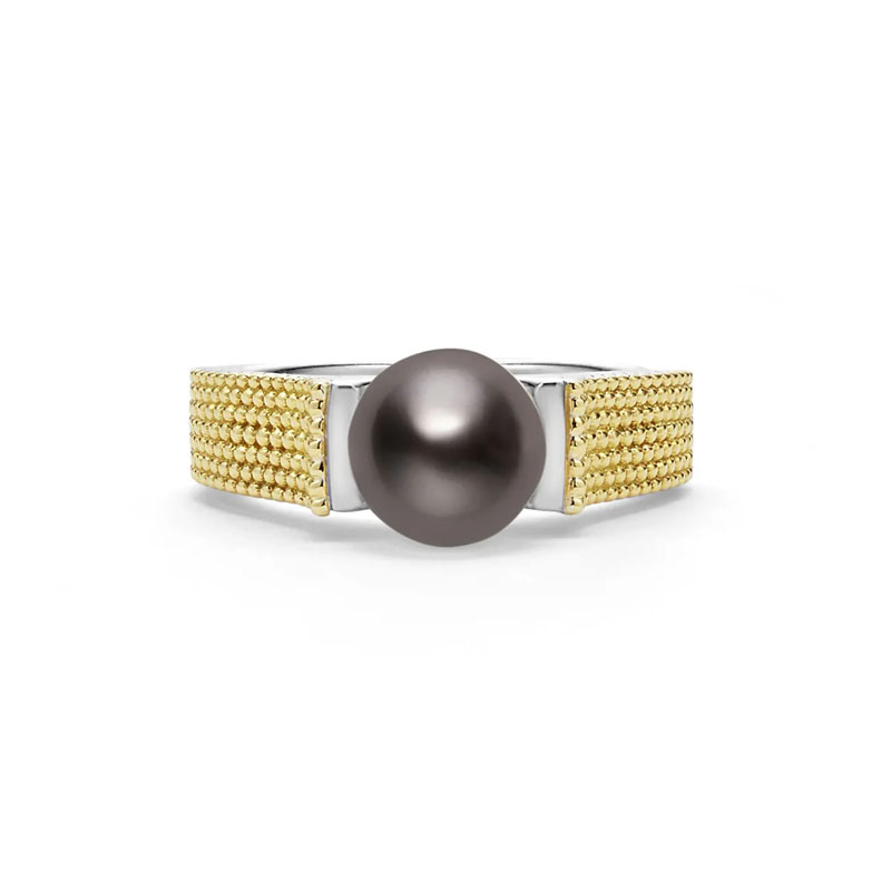 LAGOS Sterling Silver and 18K Yellow Gold Luna Pearl Ring