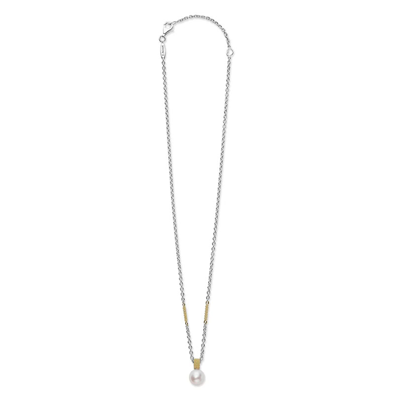 LAGOS Sterling Silver and 18K Yellow Gold Luna Freshwater Pearl Necklace