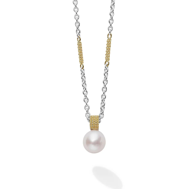 LAGOS Sterling Silver and 18K Yellow Gold Luna Freshwater Pearl Necklace