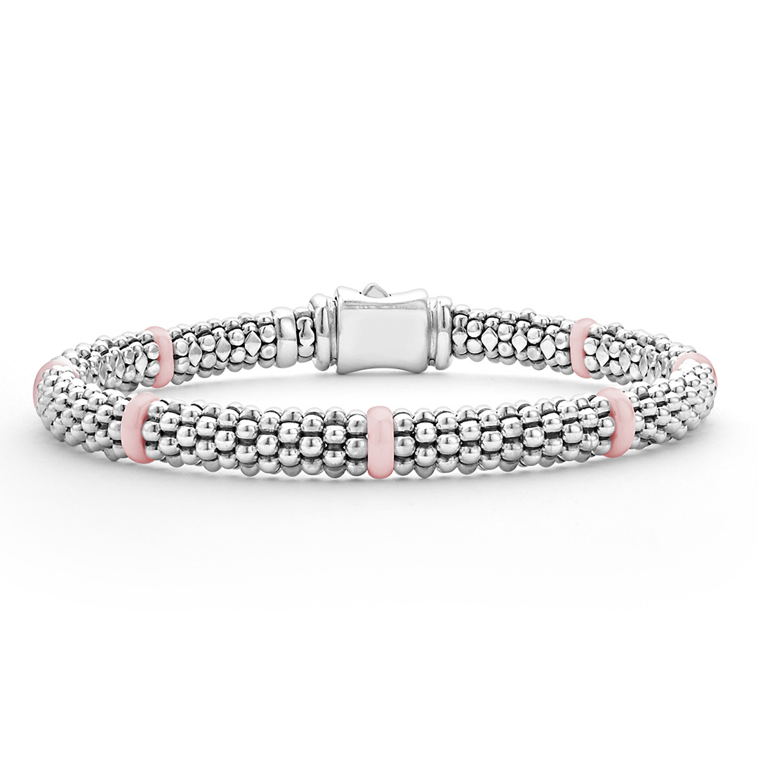 LAGOS Sterling Silver and Pink Ceramic Pink Caviar Bracelet