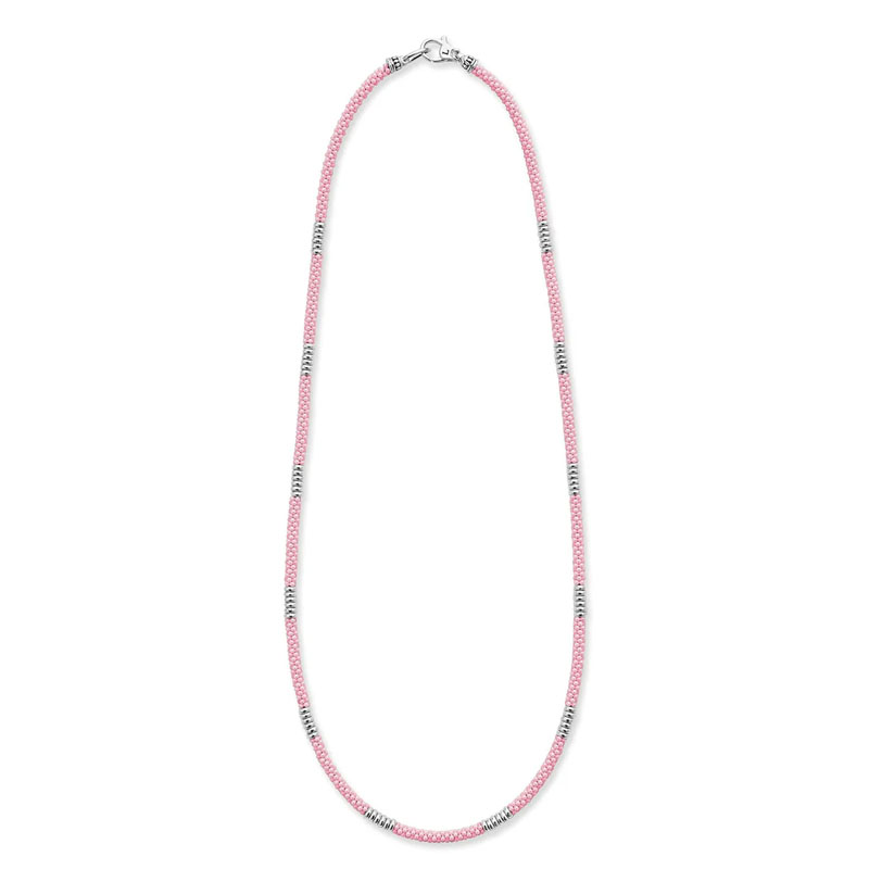 LAGOS Sterling Silver and Ceramic Pink Caviar Necklace