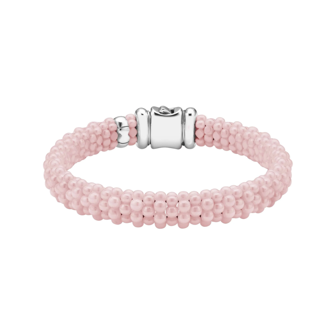 LAGOS Sterling Silver and Pink Ceramic Caviar Bracelet