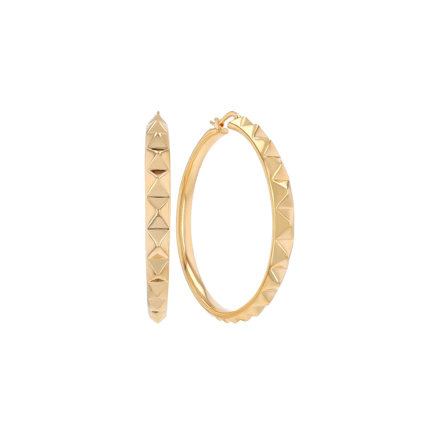 Roberto Coin 18K Yellow Gold Pyramid Design Thick Hoop Earrings
