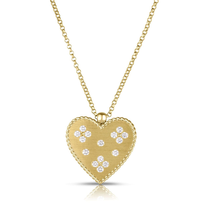 Roberto Coin 18K Yellow Gold Diamond Heart Pendant Necklace