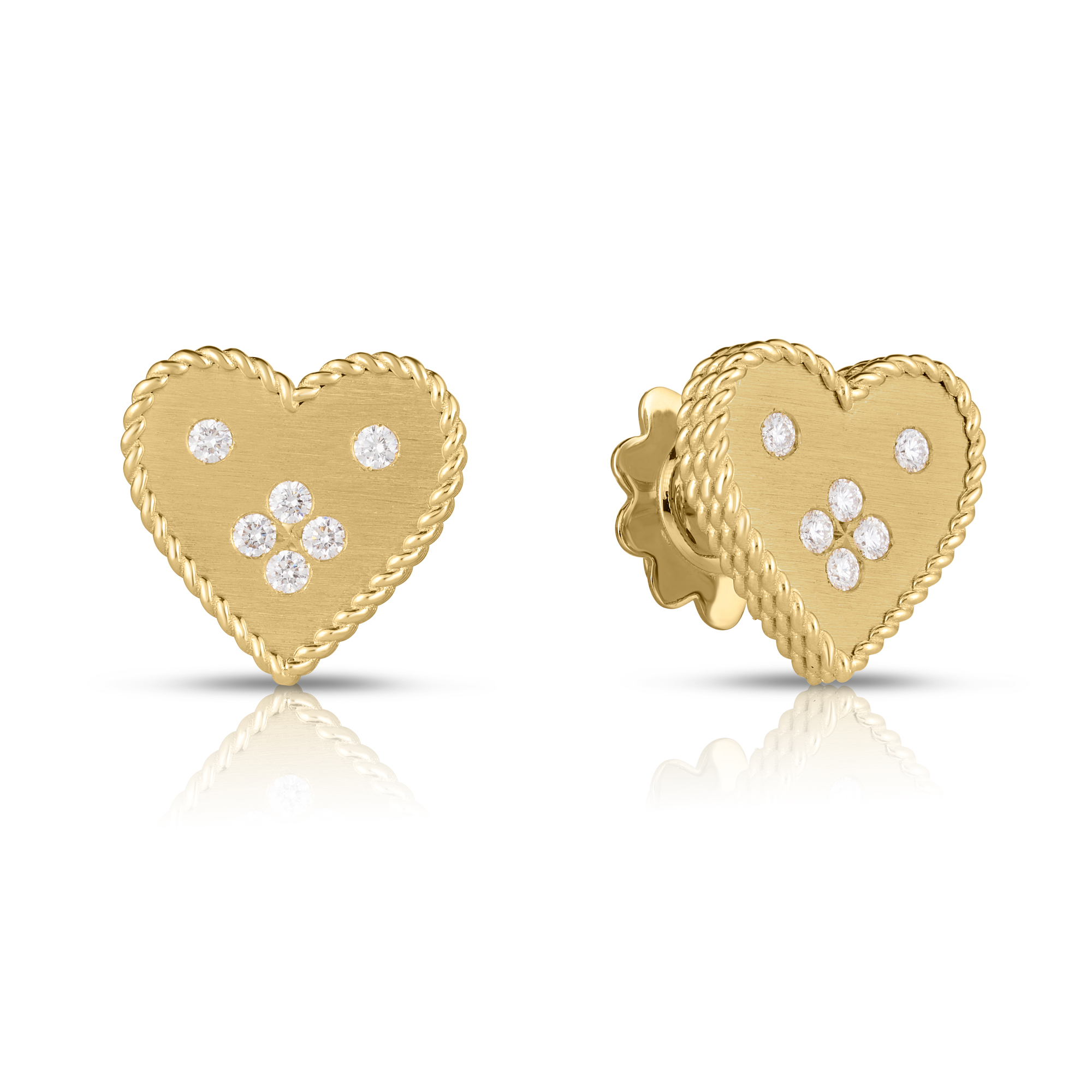 Roberto Coin 18K Yellow Gold Diamond Heart Stud Earrings