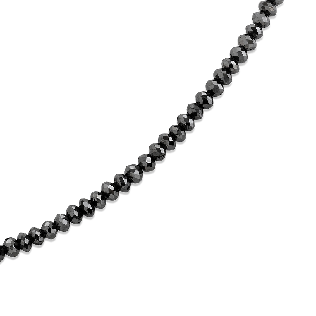 14K White Gold Black Diamond Bead Necklace - 3472