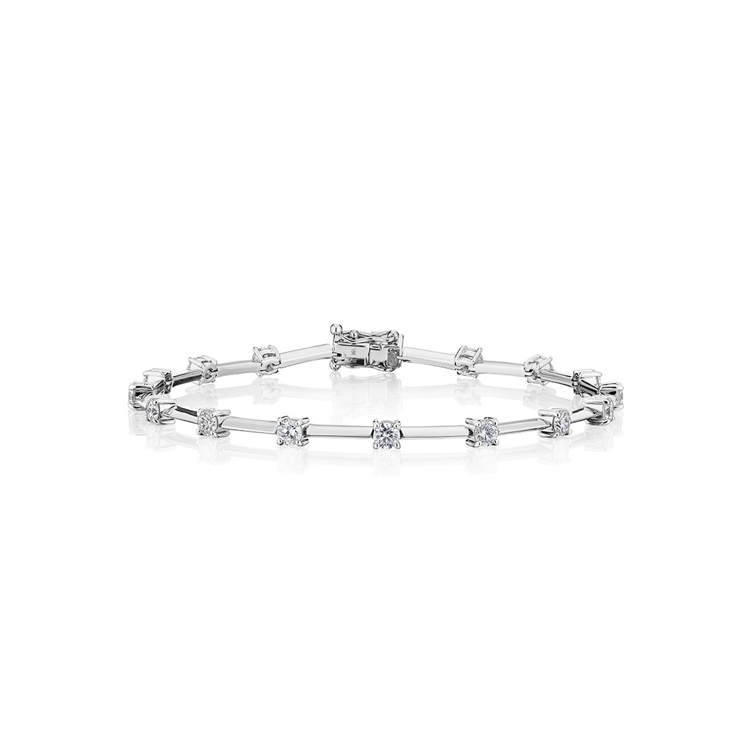 Penny Preville 18K White Gold Diamond Luna Line Bracelet