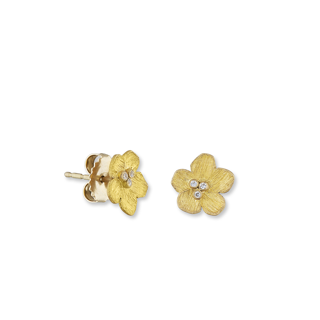 Lika Behar 22K Yellow Gold Pure Love Deserves Pure Gold Diamond Buttercup Stud Earrings - 2304