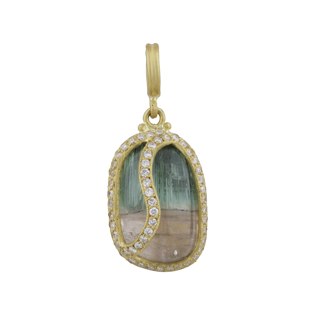 Lika Behar 24K Yellow Gold Diamond and Tourmaline Juicy Magenta Pendant - JM-N-215-GDTRM
