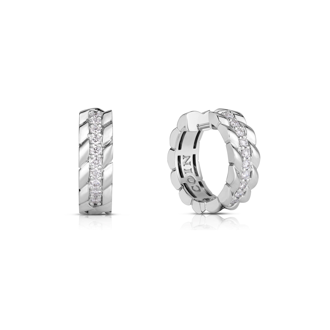 Roberto Coin 18K White Gold Siena Diamond Hoop Earrings