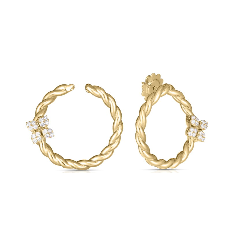 Roberto Coin 18K Yellow Gold Love in Verona Diamond Twist Hoops
