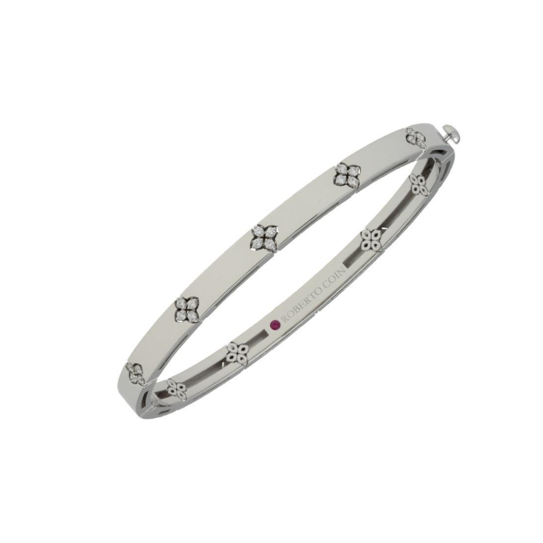 Roberto Coin 18K White Gold Love in Verona Diamond Bangle Bracelet